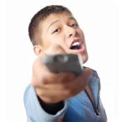 image of man with remote.