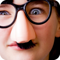 image of kid with funny glasses.